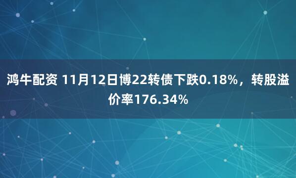 鸿牛配资 11月12日博22转债下跌0.18%，转股溢价率176.34%